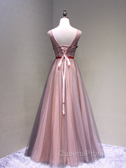 Burgundy V Neck Lace Floral Long Evening Prom Dress, Burgundy V Neck Long Evening Dress