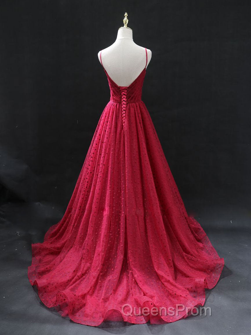 Burgundy v neck tulle long Evening Prom Dress, burgundy tulle formal Dress Secondary image