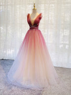 Burgundy V Neck Tulle Sequin Long Classy Prom Dress Burgundy Classy Dress