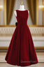 Burgundy Velvet Beading Bow Evening Prom Dress