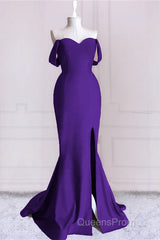 Burnt Orange Mermaid Dress Off The Shoulder With Slit