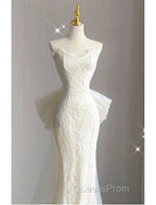 Buyishang Wedding Dress A-Line Notch lapel collar Long Sleeve Court Train Satin Bridal Gowns With Solid Color
