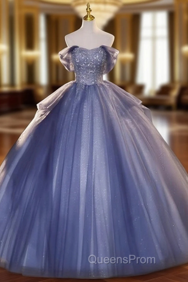 Buyishang Wedding Dress Ball Gown Off Shoulder Short Sleeve Floor Length Organza Bridal Gowns With Beading