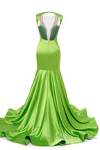 V-Neck Mermaid Brush Train Hollow Sleeveless Beading Evening Dresses