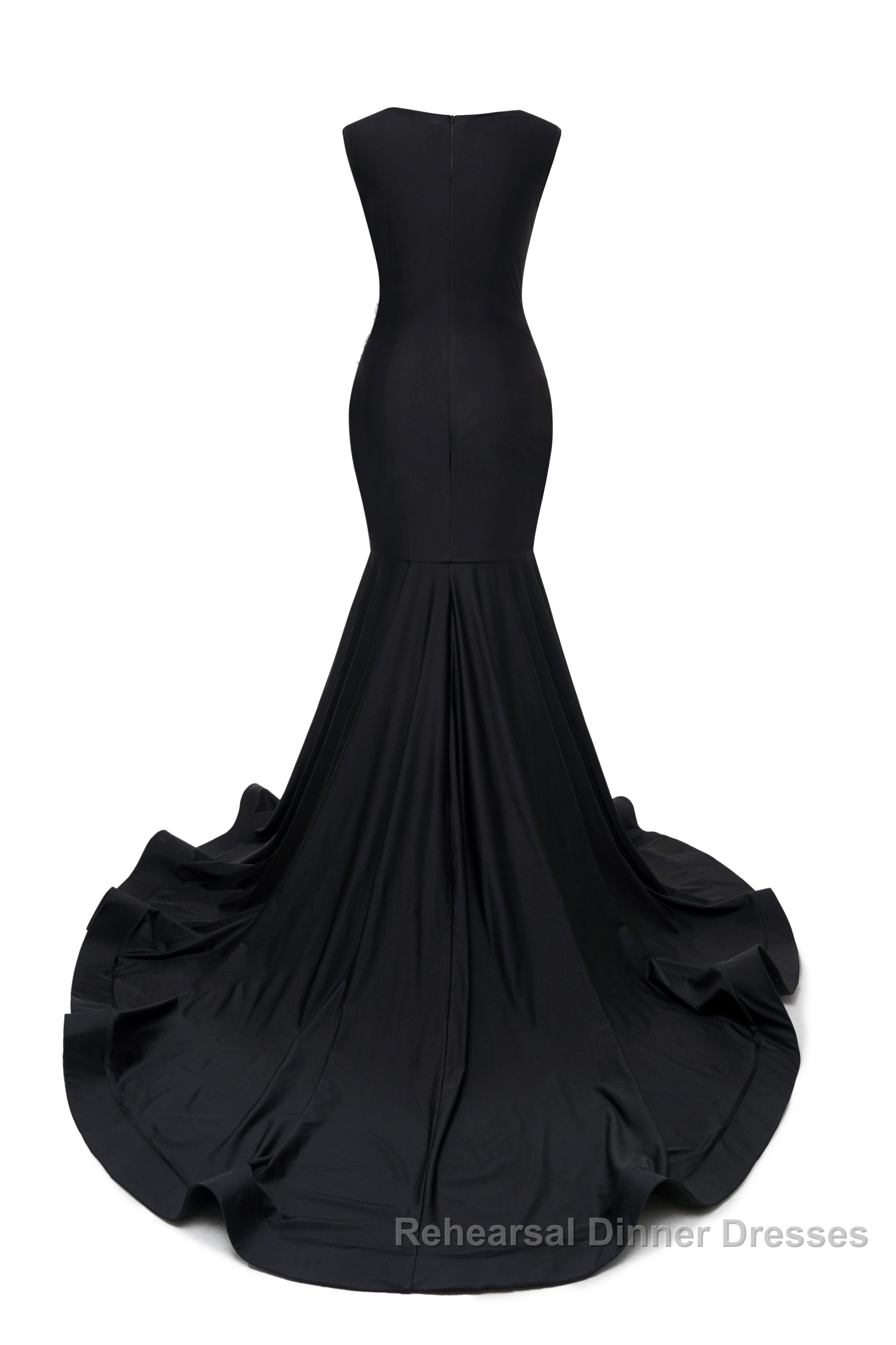 Portrait Trumpet Sweep Train Sleeveless Beading Evening Dresses