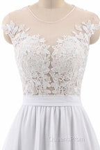 Cap Sleeve Appliques Chiffon A-line Wedding Dress