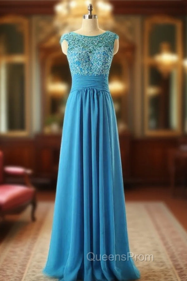 Cap Sleeve Lace Chiffon Floor Length Mother of The Bride Dress