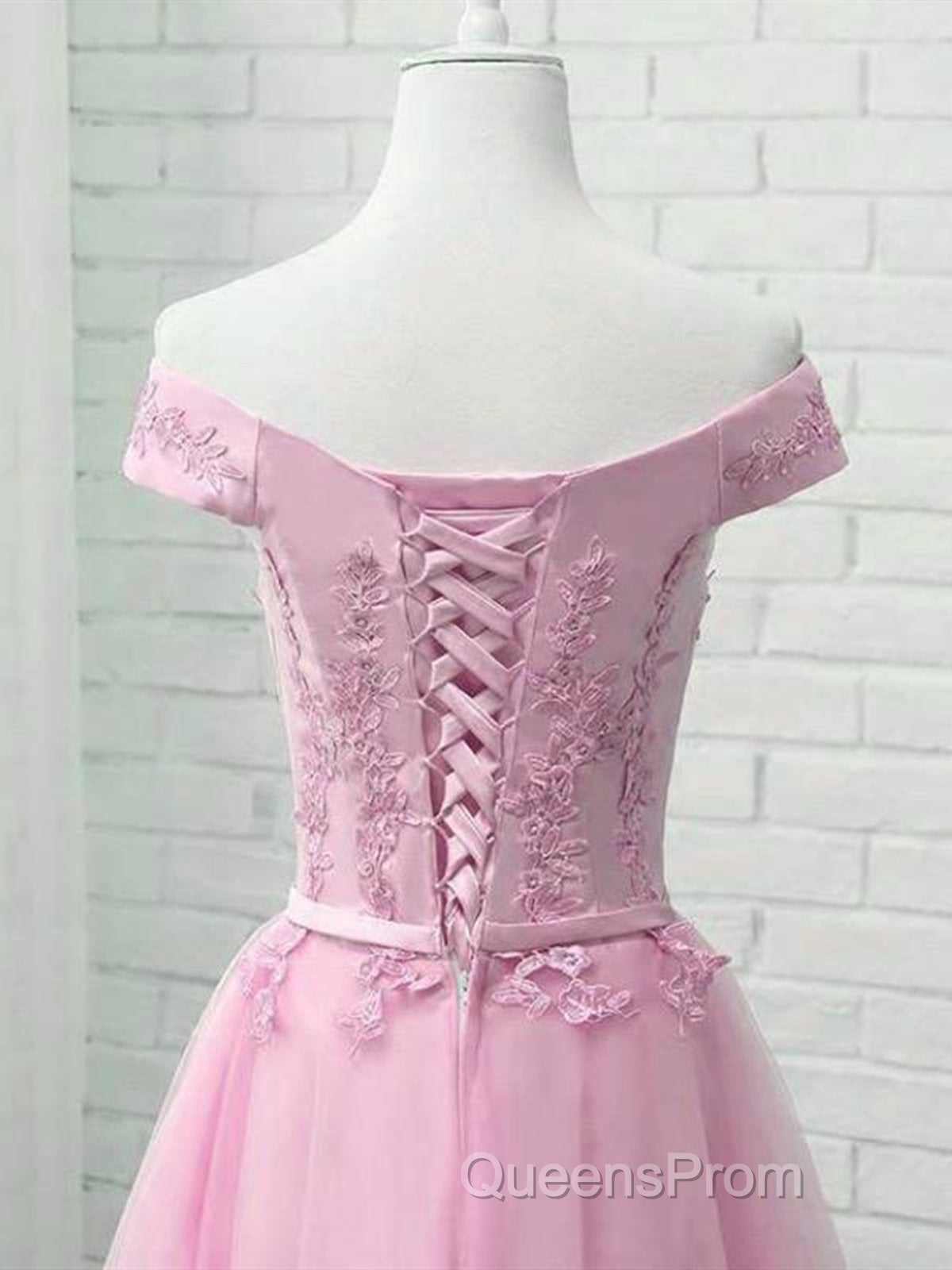 Cap Sleeves Short Pink Lace Evening Prom Dress, Short Pink Lace Formal Bridesmaid Dress Secondary image
