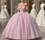 Carine | Glitter Off The Shoulder Pink Ball Gown Quinceanera Dress