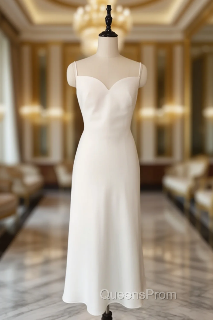 Casual White Spaghetti Straps Wedding Dress Main image