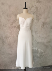 Casual White Spaghetti Straps Wedding Dress