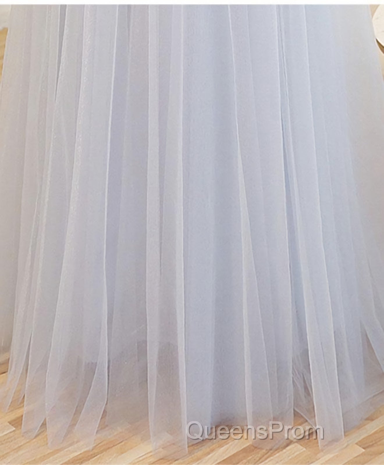 Gray A Line Off Shoulder Floor Length Evening Prom Dress, Lace Evening Dress