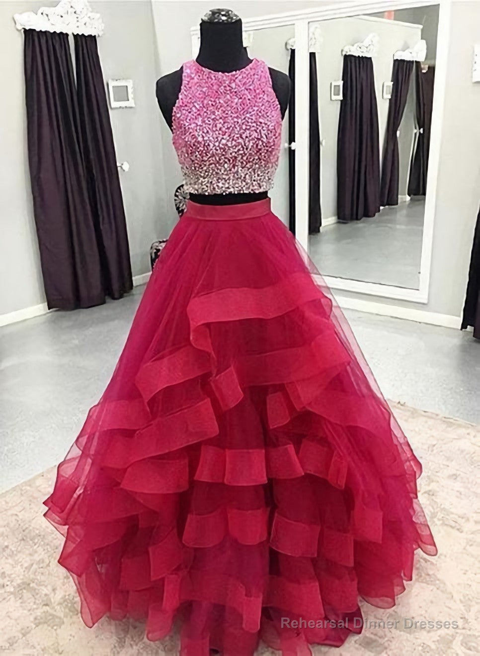 Two Pieces Prom Dress, Long Dress, Back To Schoold Party Gown Main image