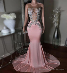 Pink Long Prom Dress, Mermaid Evening Dress