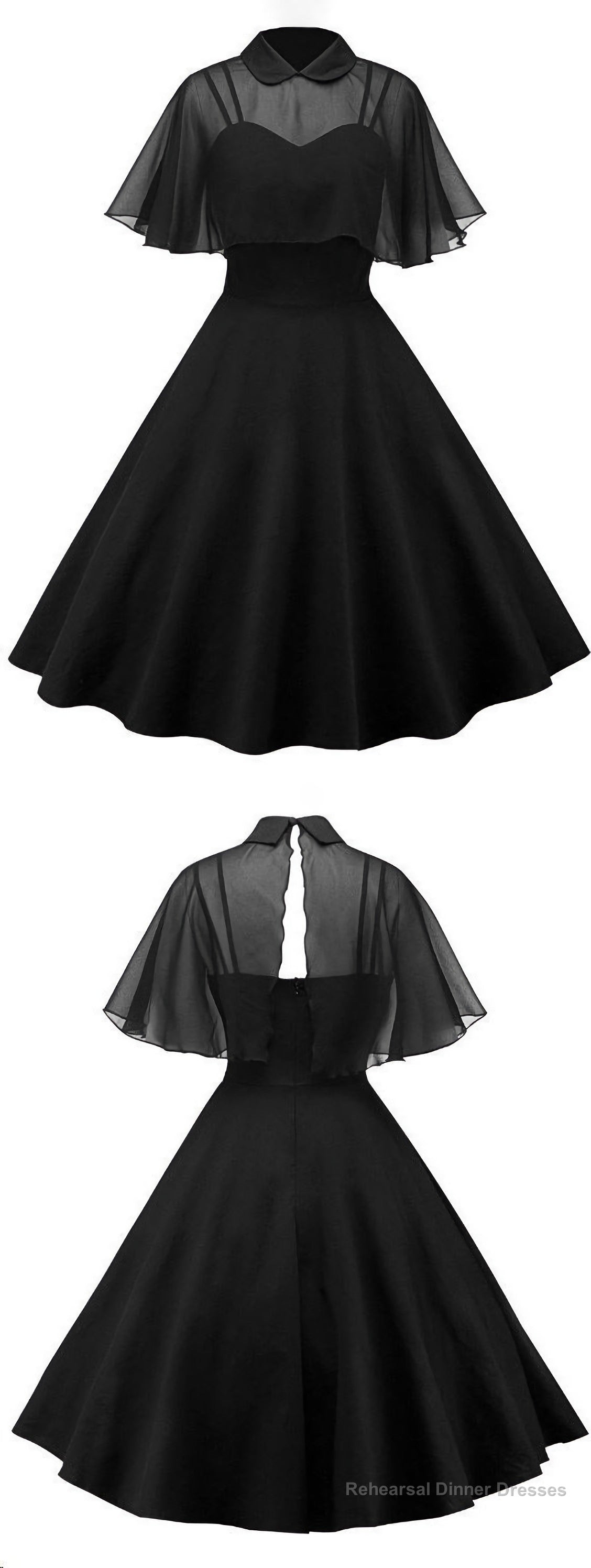 Black Tea Length Homecoming Dress, Charming Dress Main image
