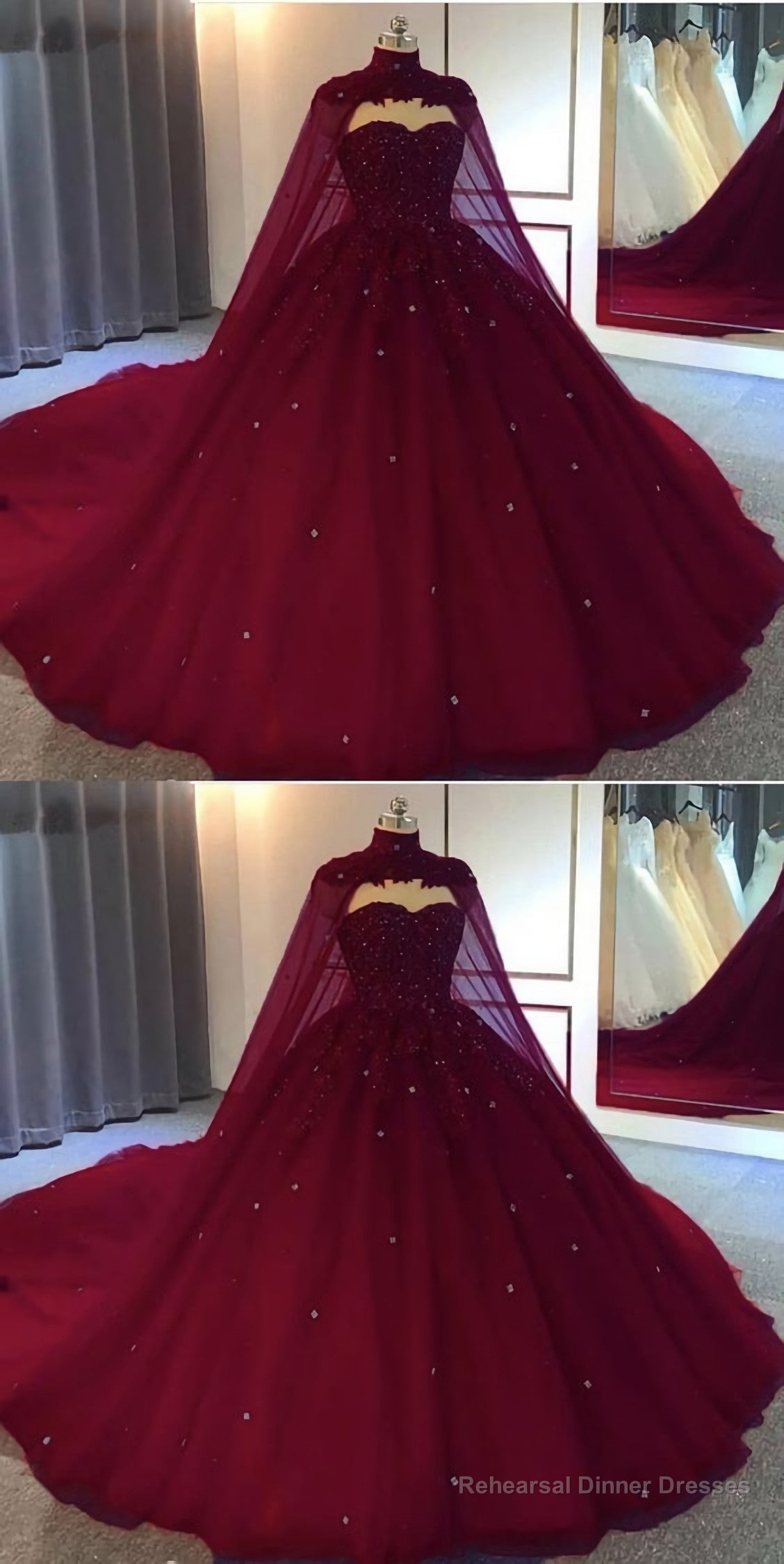 Burgundy Ball Gown Wedding Dresstulle Prom Dresses