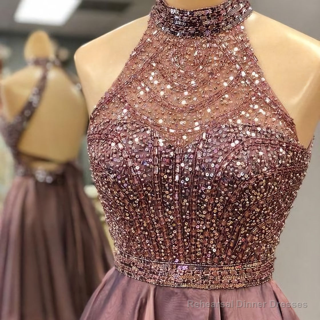 Halter Beaded Open Back Short Homecoming Dress 2025 Custom Made Secondary image