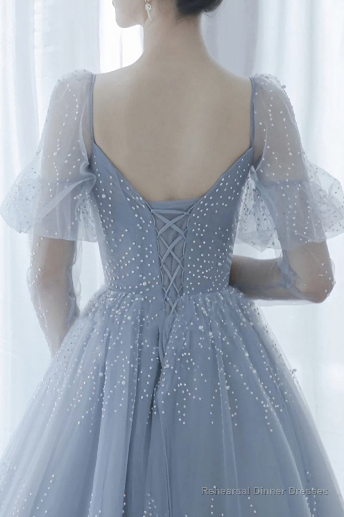 Blue Tulle Long Ball Gown Dress, A Line Formal Dress, Prom Dress Secondary image
