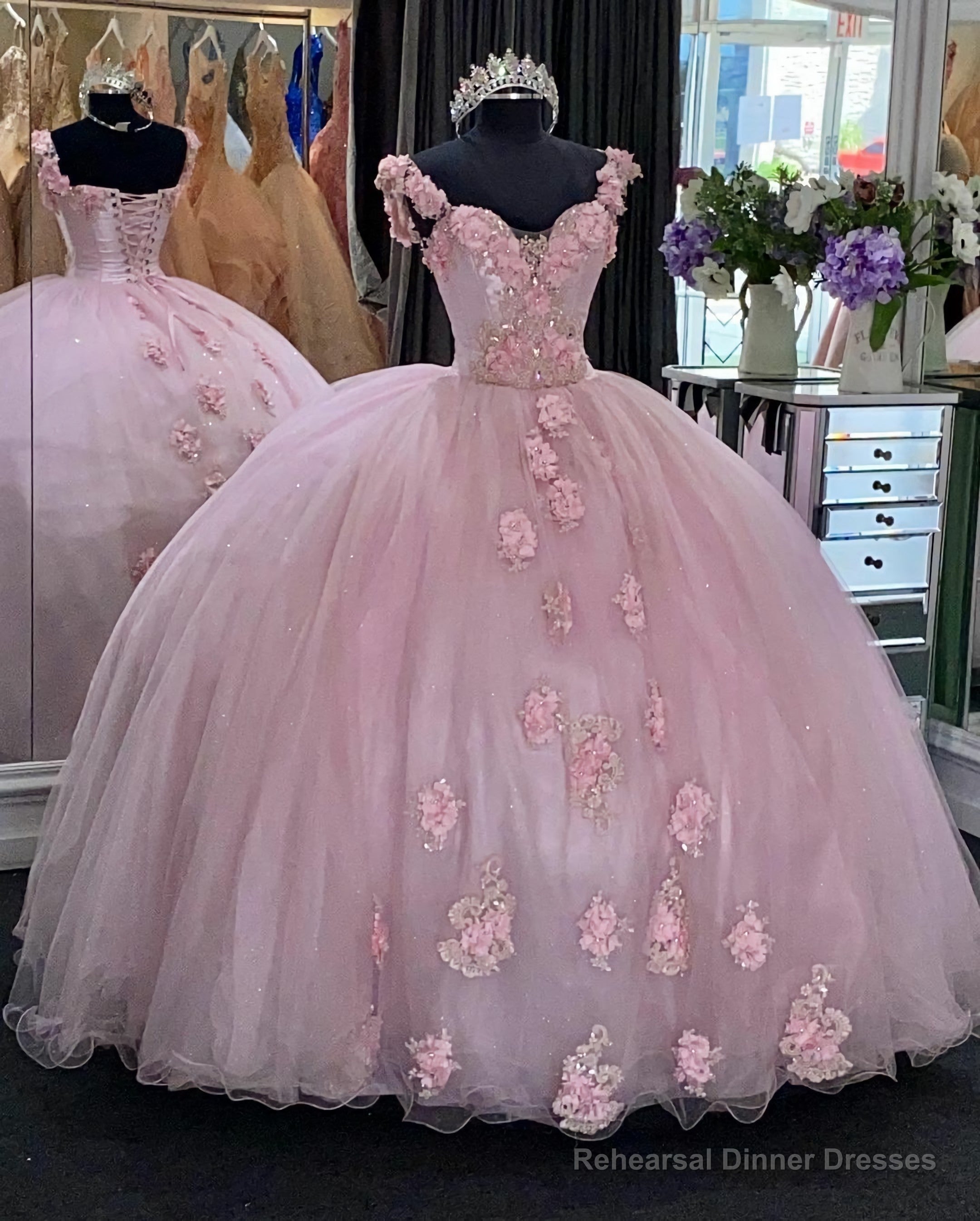 Elegant Long Prom Dresses, Pink Evening Dress Main image