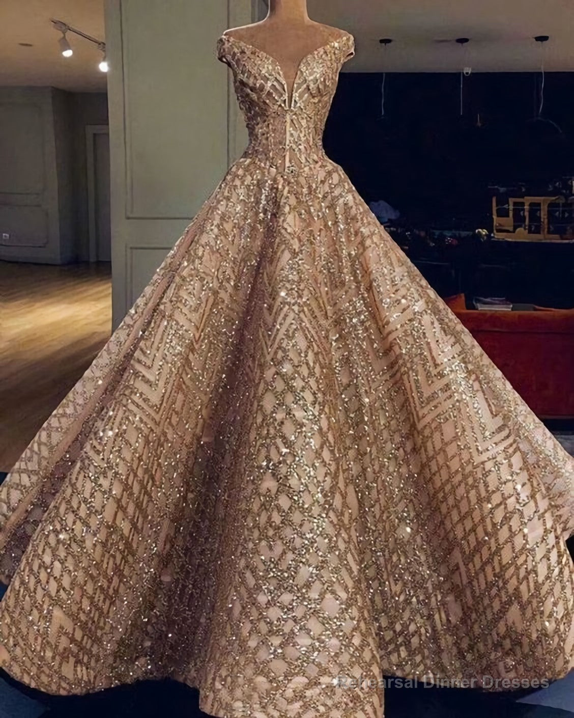 Modest Glitter Tulle Prom Dresses, Glamorous Evening Gowns Main image
