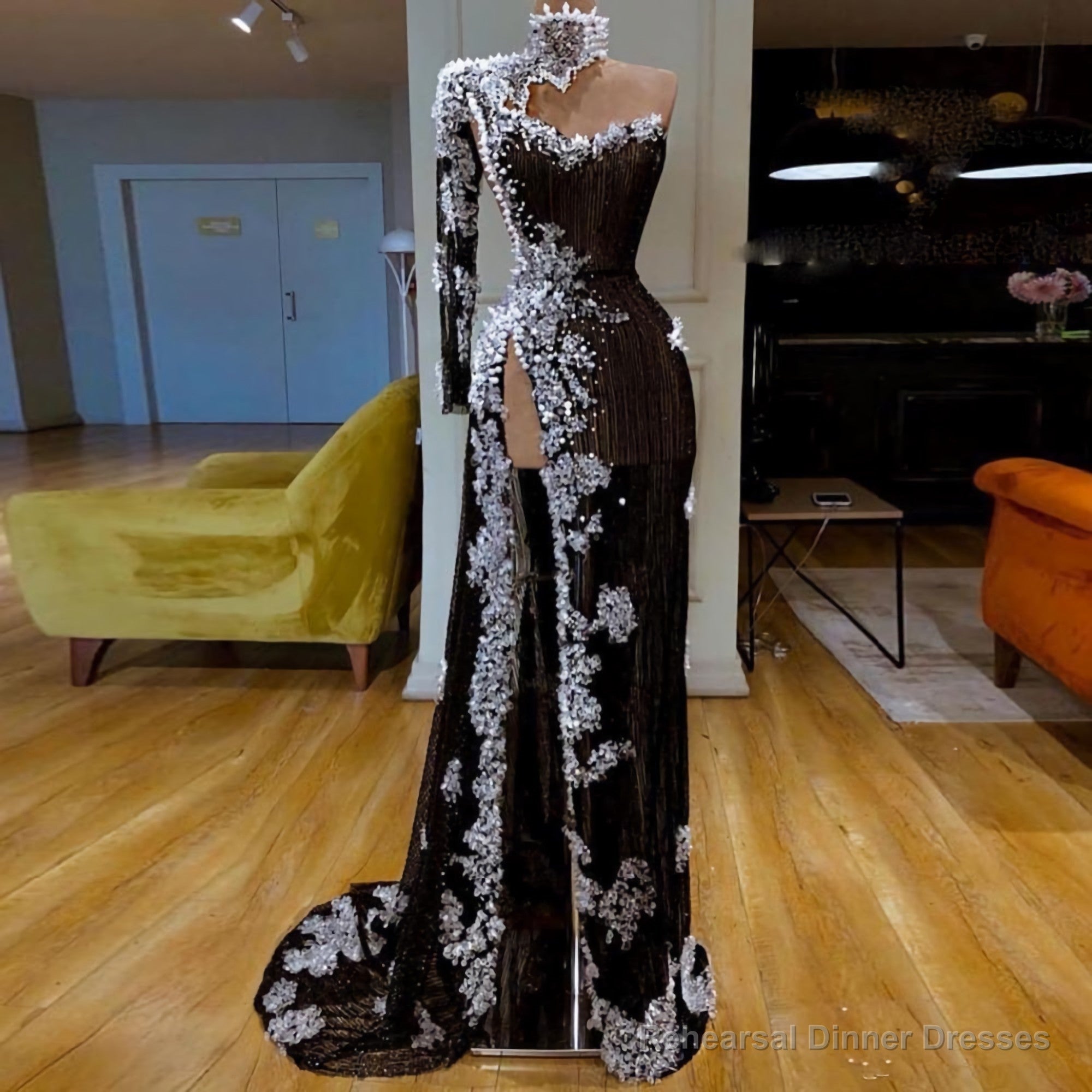 Side Slit Prom Dresses, Mermaid Prom Dresses, Lace Prom Dresses Main image