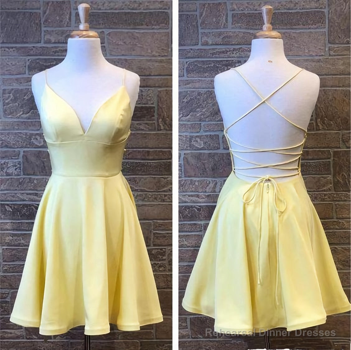 Yellow Short Homecoming Party Dress Main image