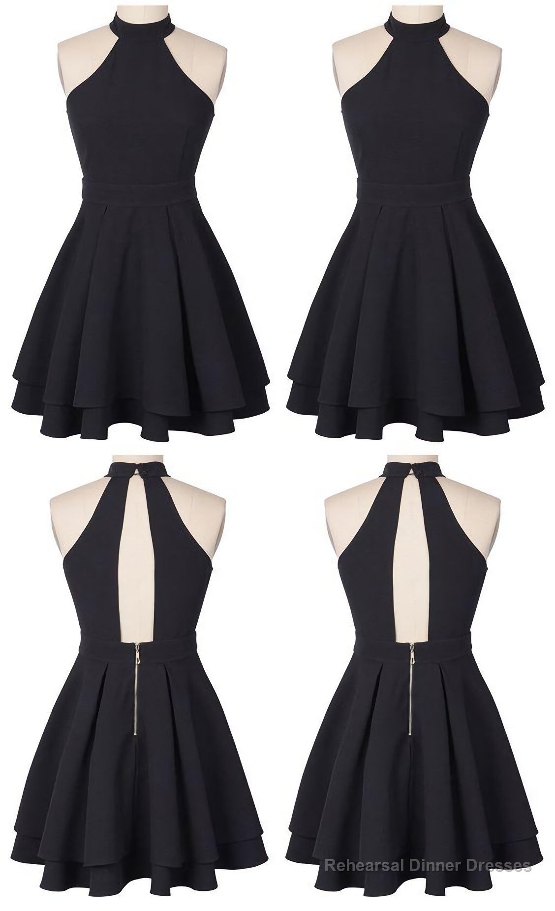 O Neck A Line Homecoming Dress, Sleeveless Chiffon Short Party Dress Main image