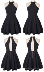 O Neck A Line Homecoming Dress, Sleeveless Chiffon Short Party Dress