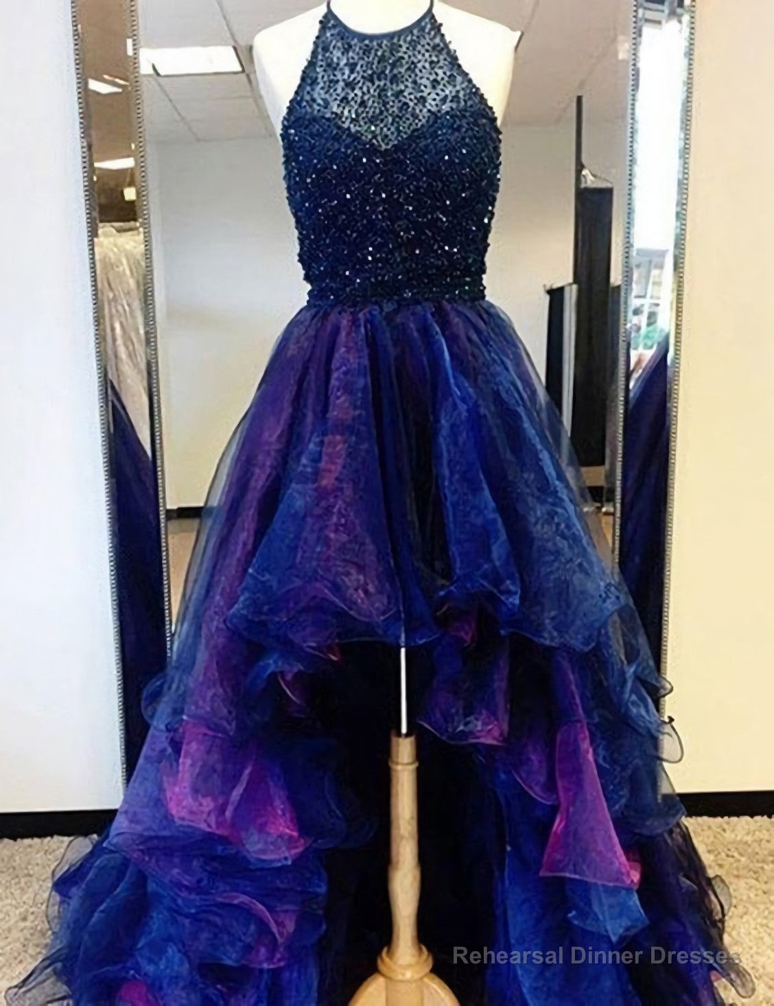 Sexy Chic Prom Dresses, Halter Asymmetrical Long Prom Dress, Evening Dress Main image