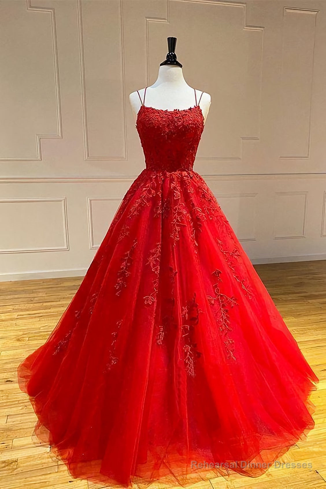 Red Long Prom Dresses, Lace Prom Dresses, Chic Prom Gowns Secondary image