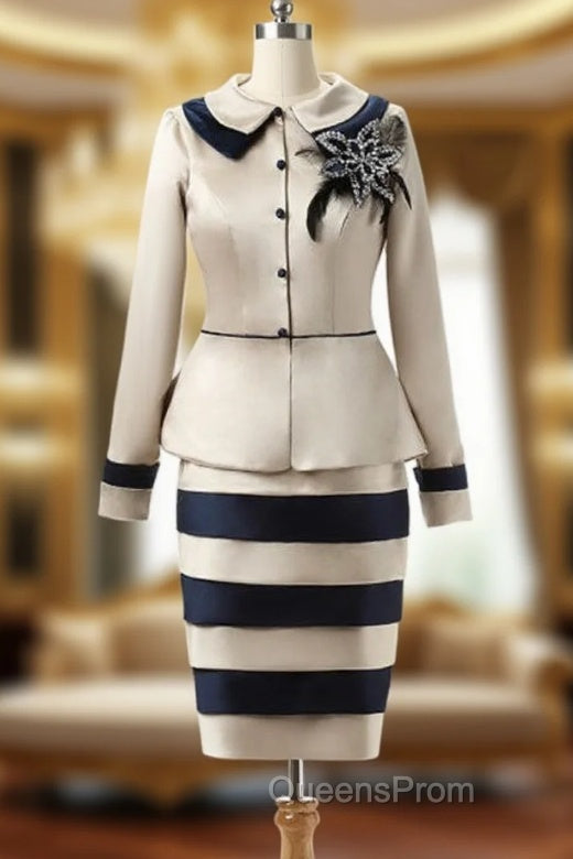 Champagne 3/4 Sleeve Knee Length Mother of the Bride Dress With Jacket Main image