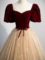 Champagne A Line Tulle Long Classy Prom Dress, Champagne Prom Dress
