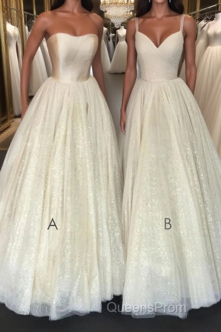 Champagne A-line tulle long Evening Prom Dress champagne evening Dress