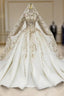 Champagne Ball Gown Tulle Halter Backless Sequins Beading Wedding Dress