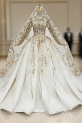 Champagne Ball Gown Tulle Halter Backless Sequins Beading Wedding Dress