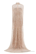 Pearl Pink Beading Prom Dresses Sweep Train High Neck Zipper Sleeveless Evening Dresses