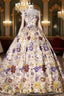 Champagne Colorful Flower Straps Quinceanera Dress