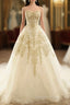 Champagne Lace Long Wedding Dress, Champagne Bridal Dress, Champagne Lace Wedding Evening Prom Gown