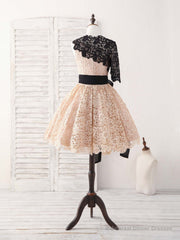 Champagne Lace Short Prom Dress, Champagne Homecoming Dress