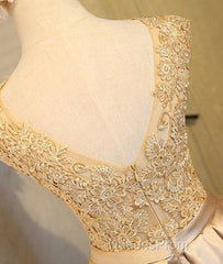Champagne Lace Short Evening Prom Dress, Cute Homecoming Dress