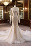 Champagne Mermaid Sequins Beading Evening Prom Dress