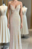 Champagne Mermaid Sequins Spaghetti Straps Evening Prom Dress
