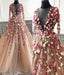 Champagne Classy Prom Dress, 3D Flowers Classy Prom Dress, Long Sleeve Classy Prom Dress, Elegant Classy Prom Dress