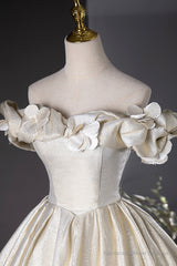 Champagne Satin Long Prom Dress, Beautiful A-Line Evening Party Dress