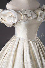 Champagne Satin Long Evening Prom Dress, Beautiful A-Line Evening Party Dress
