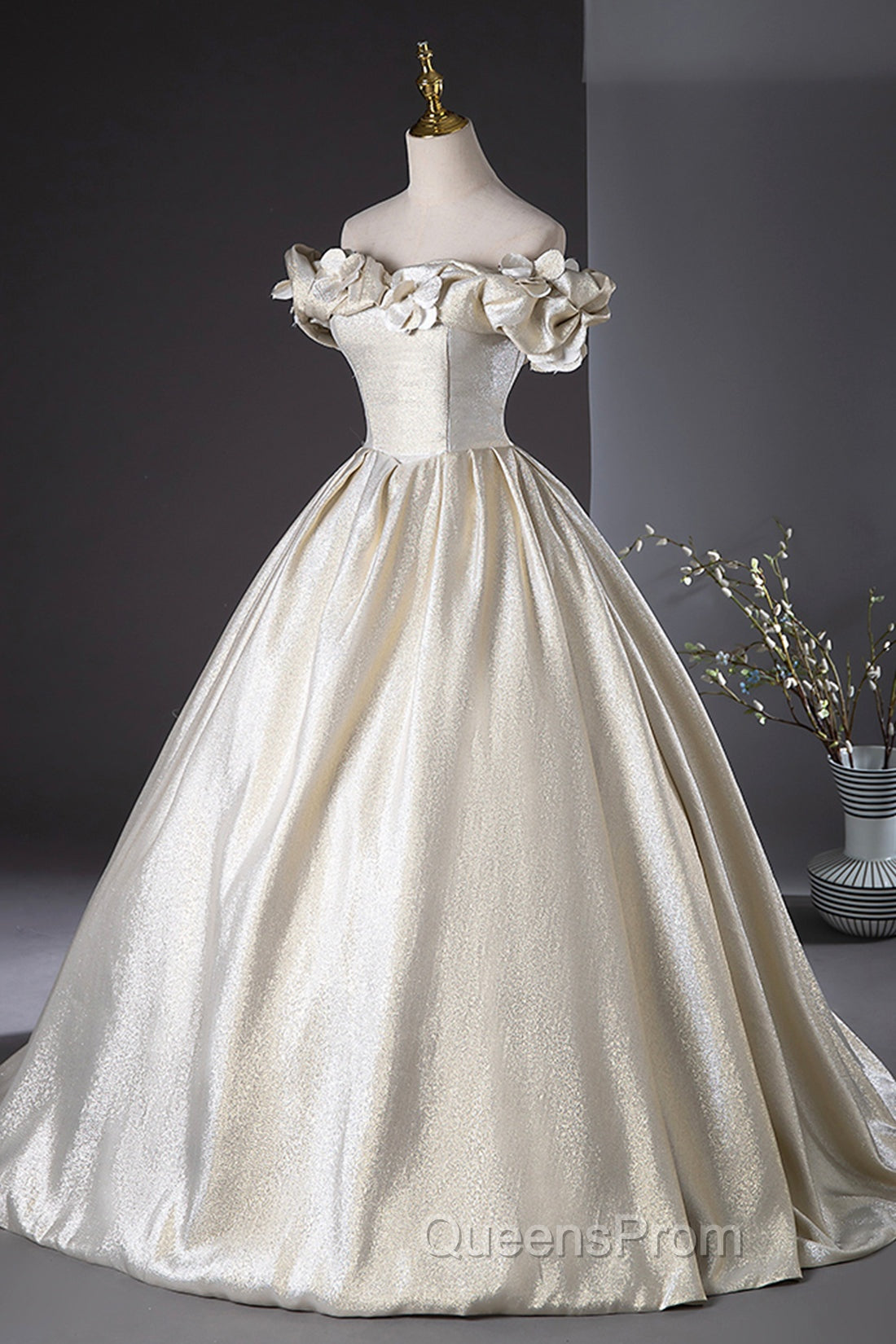 Champagne Satin Long Evening Prom Dress, Beautiful A-Line Evening Party Dress