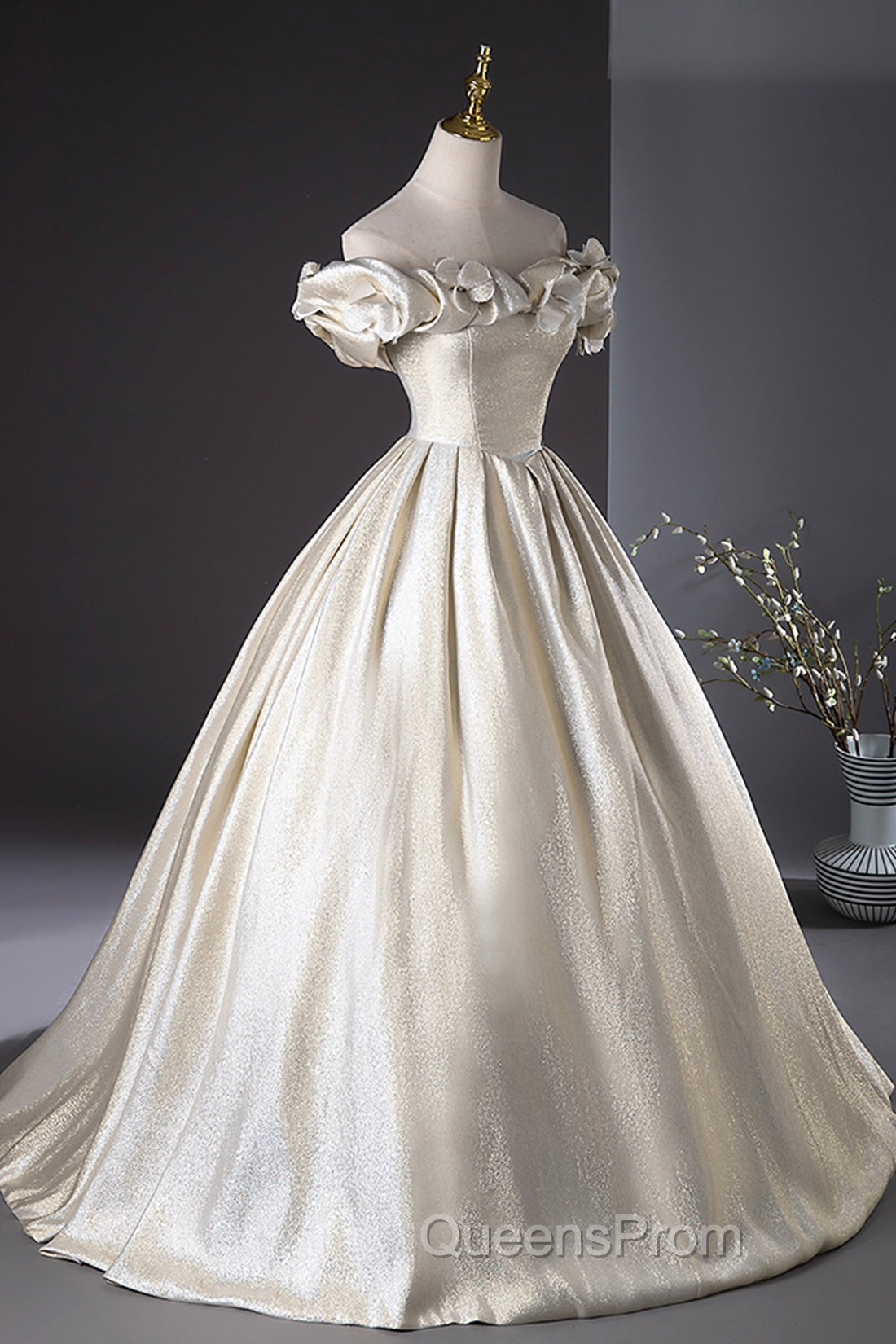 Champagne Satin Long Evening Prom Dress, Beautiful A-Line Evening Party Dress