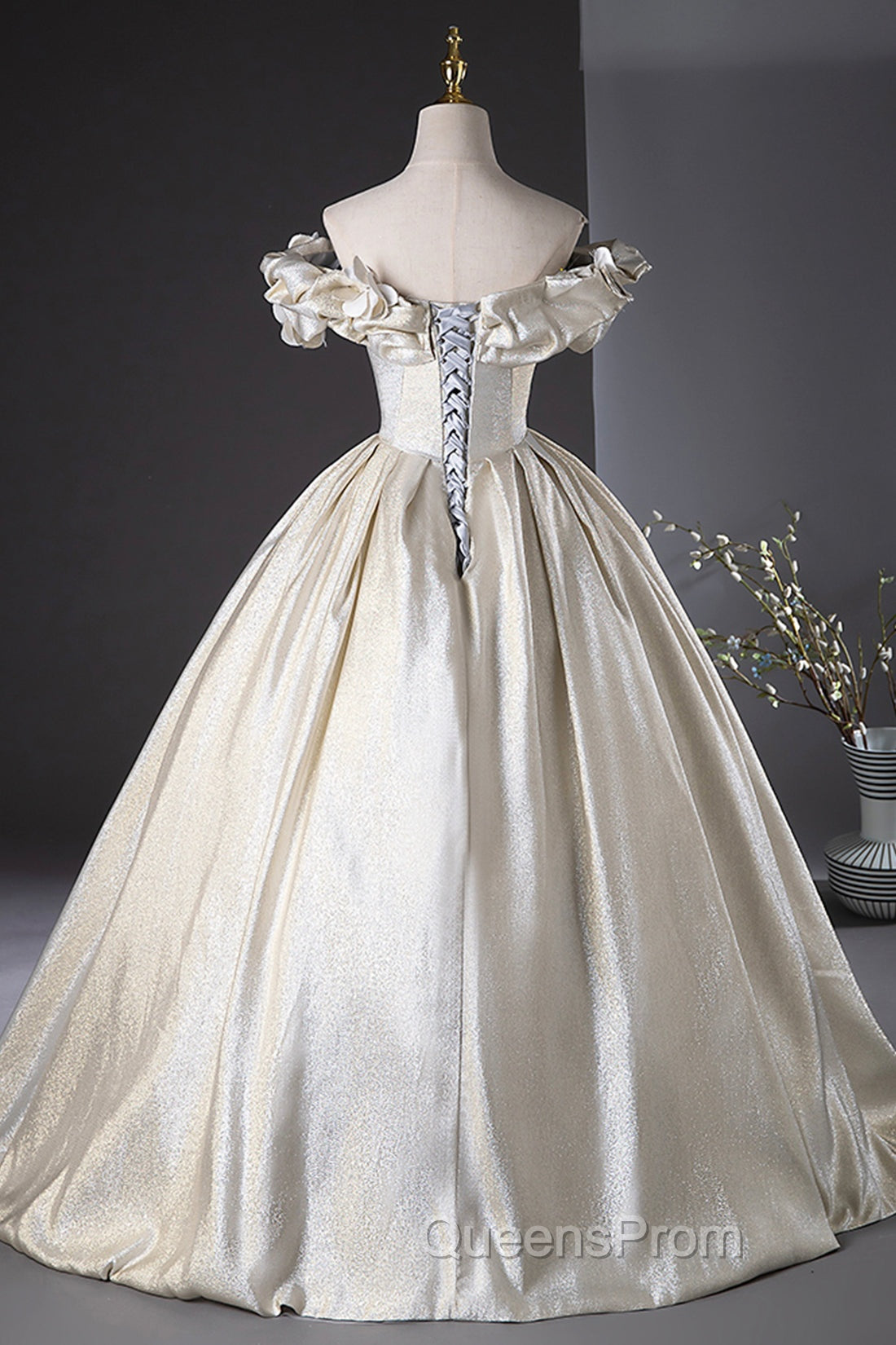 Champagne Satin Long Evening Prom Dress, Beautiful A-Line Evening Party Dress