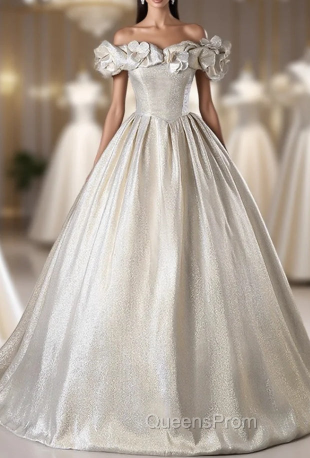 Champagne Satin Long Evening Prom Dress, Beautiful A-Line Evening Party Dress Main image