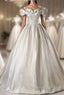 Champagne Satin Long Evening Prom Dress, Beautiful A-Line Evening Party Dress